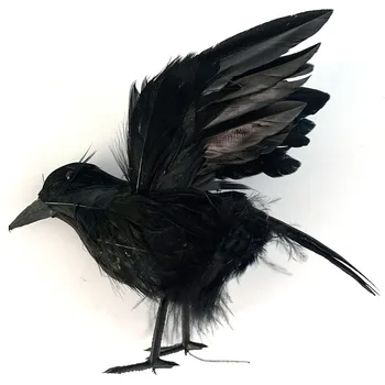 

Hot 2020 New Raven Feather Art Artificial Halloween Artificial Feathered Crows Raven Model Party Props Garden Yard Decor