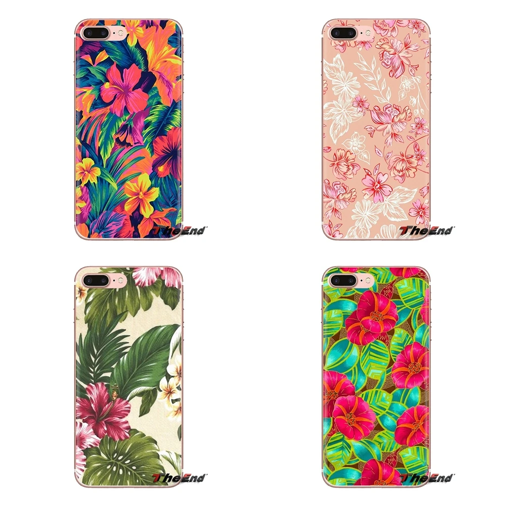 colorful Tropical flowers plants For Huawei Nova 2 3 2i 3i Y6 Y7 Y9 Prime Pro GR3 GR5 2017 2018 2019 Y5II Y6II Silicone Bag Case |