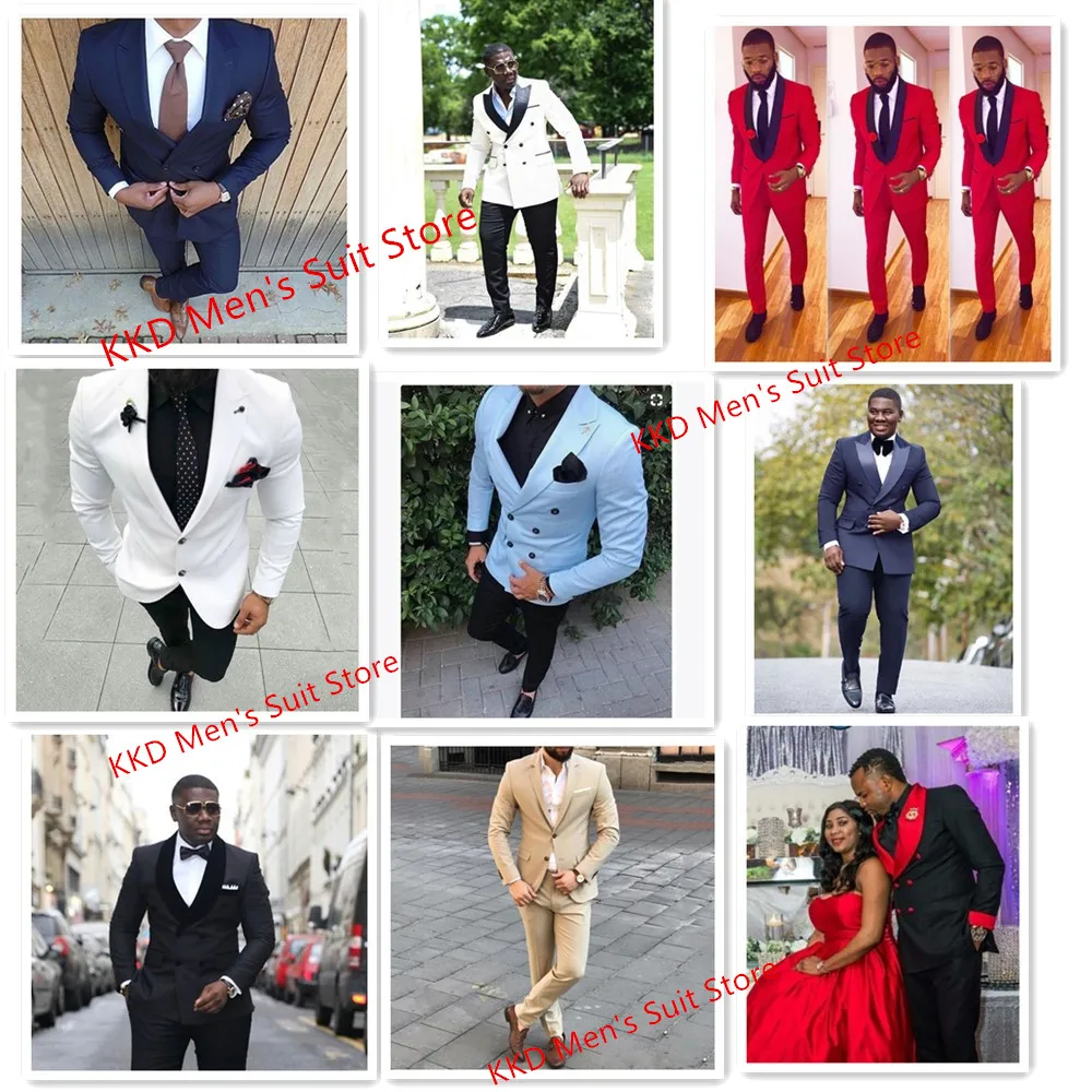 Модные свадебные костюмы для мужчин, смокинг для жениха на свадьбу, выпускной, 2 предмета, приталенный мужской костюм Terno, мужской блейзер(пиджак+ брюки