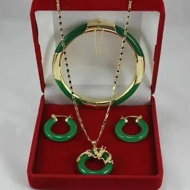 Серебряный Модный комплект ювелирных изделий AAA красный нефритовый кулон