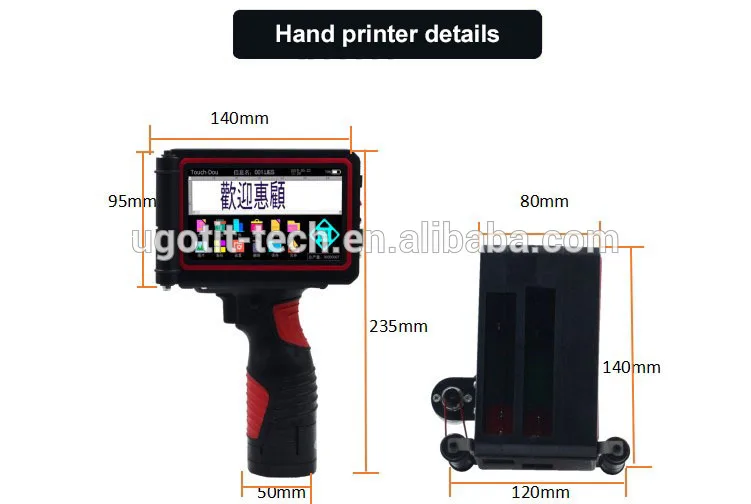 Factory Price 50mm height large character Touch Screen Hand Held Inkjet Printer For Wood