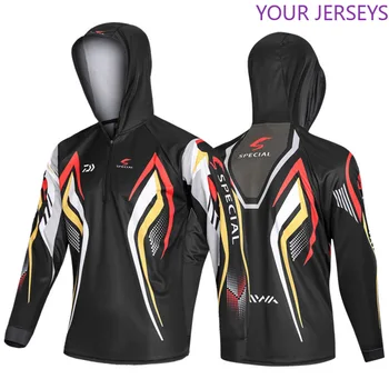 

2020 New Summer Fishing Clothing Breathable Sunscreen Shirt Men Quick Drying UPF 50+ Long Sleeve Hooded Fishing Clothes DAIWA