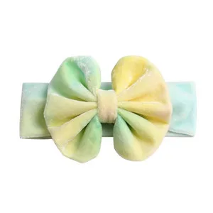 Green yellow Модные бархатные детские повязки для волос с бантом, детские повязки на голову для девочек, аксессуары для волос - Цвет: Green yellow