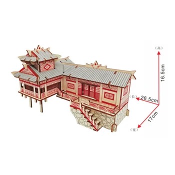

DIY Model toys 3D Wooden Puzzle-Chinese architecture Xiangxi House Wooden Kits Puzzle Game Assembling Toys Gift for Kids P31