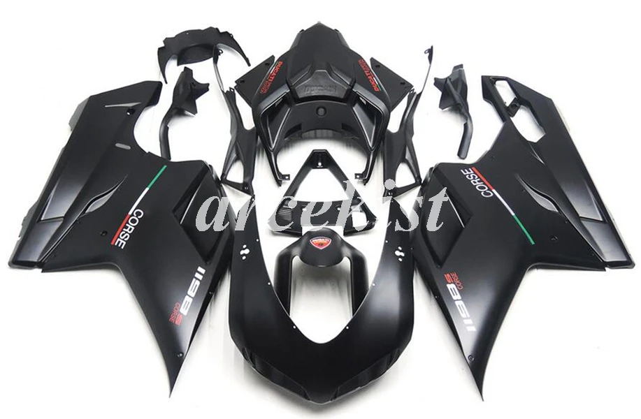 ABS полный обтекатель комплект подходит для DUCATI 848 evo 1098 1198 1098S 2007 2008 2009 2010 2011 2012 набор черный