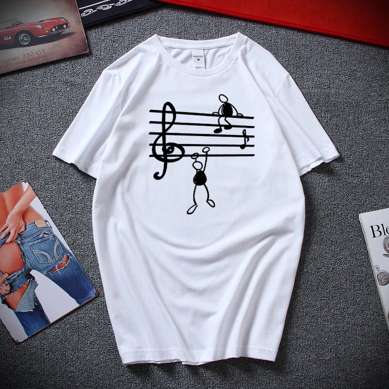 

Music Notes Funny Print T-shirt Men Summer Style Cotton Short Sleeve O-Neck T Shirt Funny Tee Mans Top Clothing