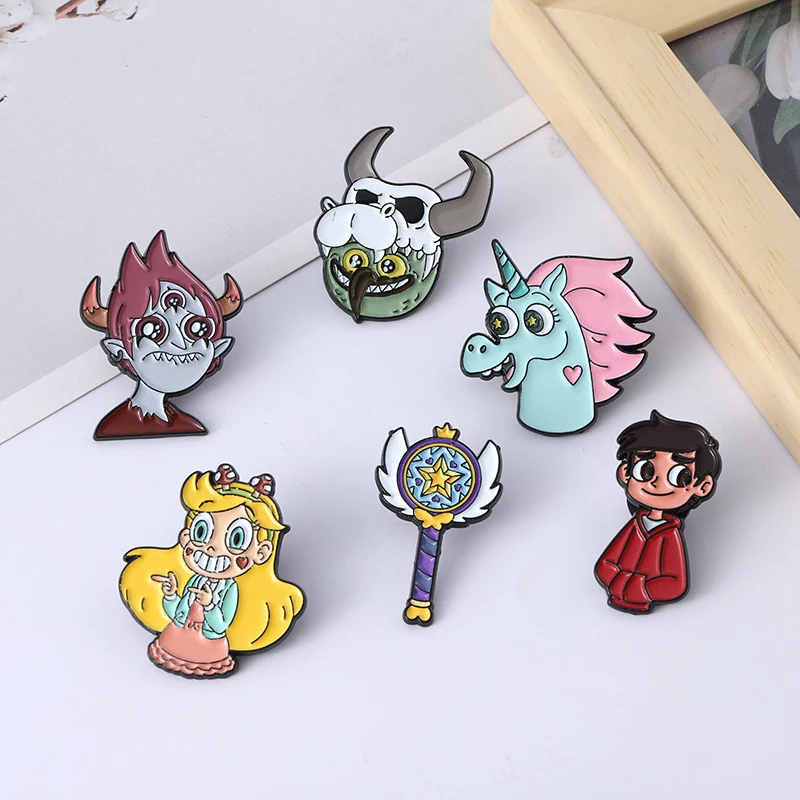 Cute Cartoon Characters Enamel Lapel Pins Magic Wand Brooches Backpack  Accessories for Women Men Who Love Anime Custom Jewelry