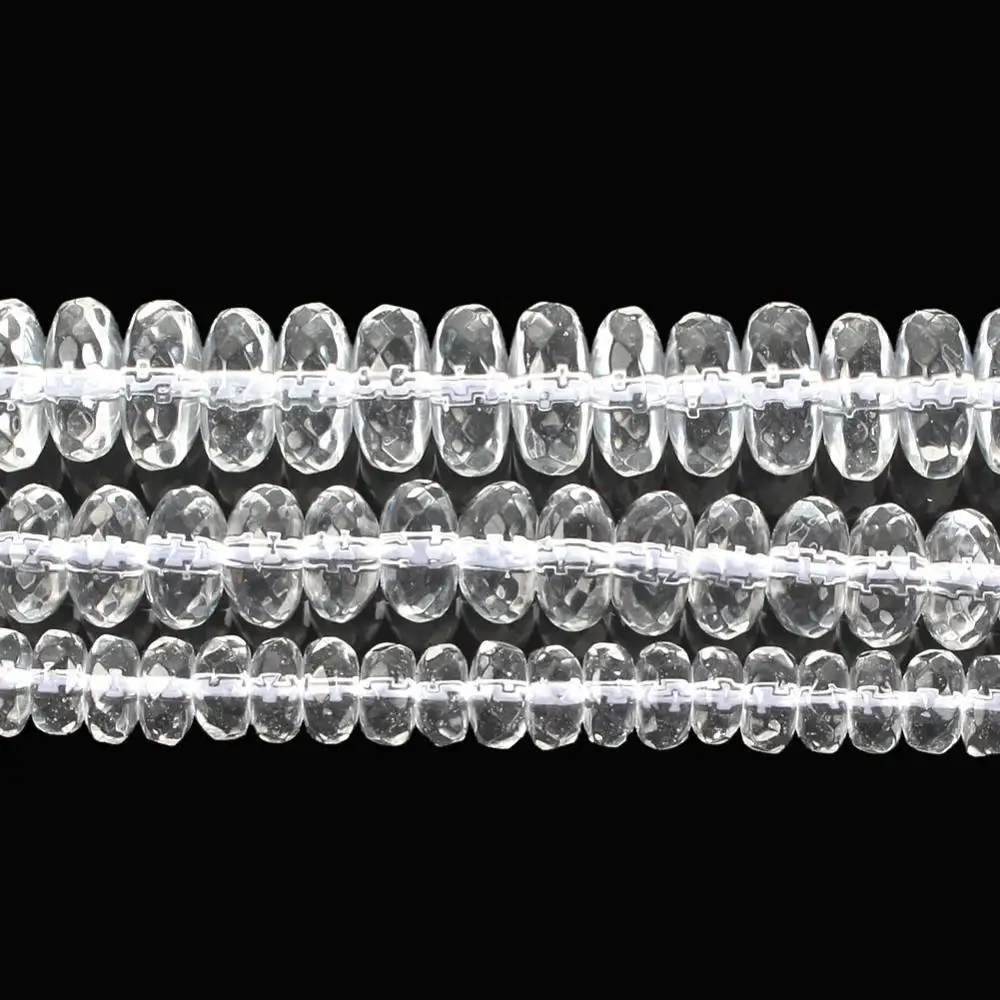 Natural Stone Faceted White Oblate Glass Transparent Round Loose Beads For Jewelry Making Needlework Strand 6-12 MM | Украшения и