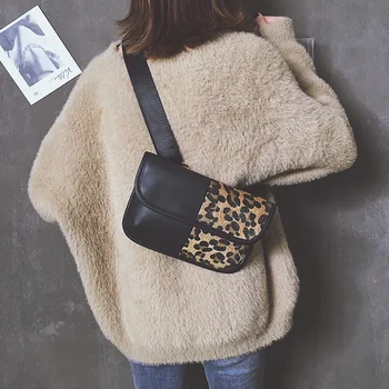 

Small women's chest bag 2020 new wave PU leopard stitching soft leather fashion horse pattern wideband shoulder shoulder bag