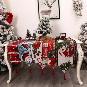 

Christmas Flower Snowman Table Runner Xmas Party Dinner Table Cloth Cover Merry Christmas Decorations For Home Navidad