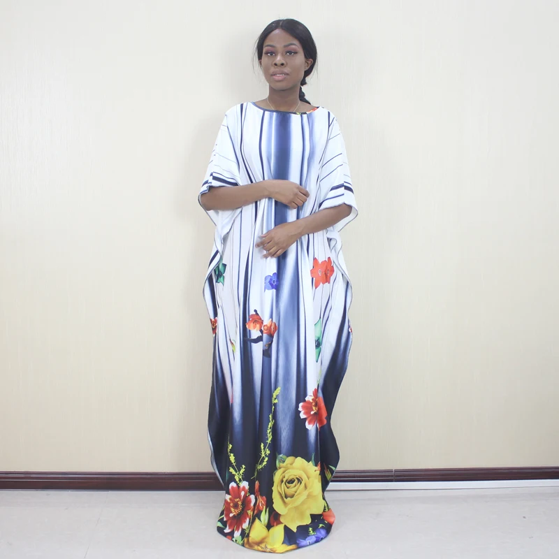Dashikiage африканские платья для мам свободного размера плюс с цветочным рисунком, африканские Модные новейшие повседневные платья - Цвет: as picture
