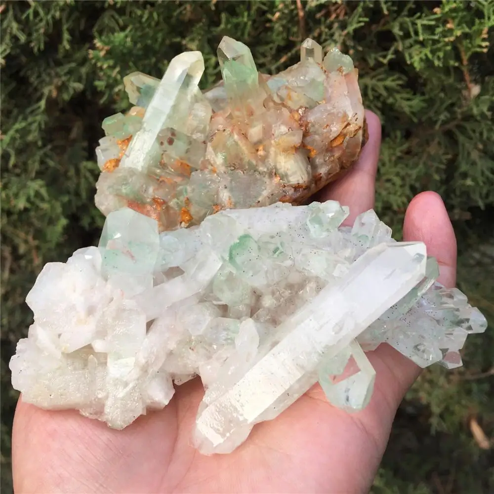 1 шт. натуральный зеленый Ghost Phantom Quartz кристалл кластера Исцеление образец отправлен случайным образом