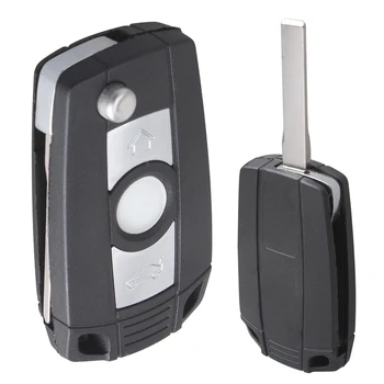 

Black 3 Buttons Portable Refit Key Remote Fob Shell Case No Chip with Uncut Car Flip Key Fit for BMW Convenient Accessories
