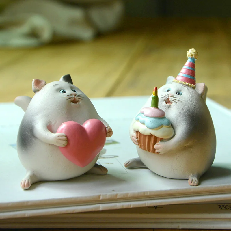 Cute Simulated Cat Ornaments Animal Action Figures Kawaii Room Decor Gifts for New Year 2022 Kitten Figurines for Interior