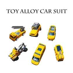 6 шт. 5 цветов Ассорти сплава игрушечный мини-грузовик и Гоночная машина игрушечный набор Набор игровой строительный автомобиль игровой