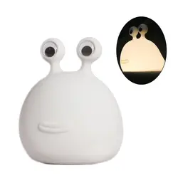 Cute Soft Slug Shape Night Light with Touch Control USB Rechargeable Desktop Baby Kids LED Silicone Lamp Home Bedroom DropShip