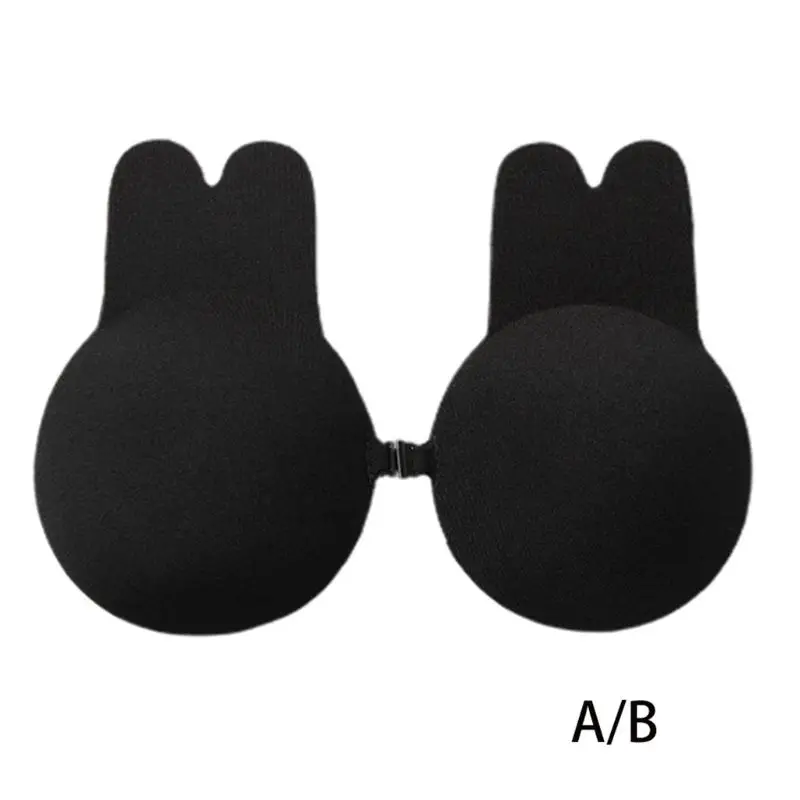 AB Black EDCRFV, 1 шт., для женщин, клей, без бретелек, бюстгальтер, аксессуары, в форме кролика, силиконовый, на застежке спереди, невидимые, липкие, на груди, лепестки - Цвет: AB Black
