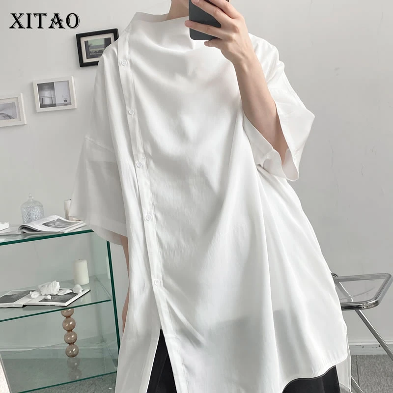 Camiseta Irregular Holgada Con Estilo Para Mujer Camiseta Irregular Holgada Con Estilo Para Mujer