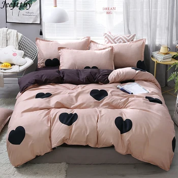 

Home Textile Pink Girl Heart Bedding Set 3/4pcs Quilt Cover Queen Full King Size Children Cartoon Duvet Cover Bedclothes