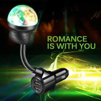 

Car Starry Sky Disco Light Dual USB Charger Charger Bluetooth Car Kit With Music Player Stage Light