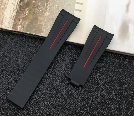 Black red line Высокое качество 20 мм резиновый силиконовый ремешок для часов для ролевых ремней для Daytona Submariner DEEPSEA GMT OYSTERFLEX ленточные инструменты - Цвет ремешка: Black red line