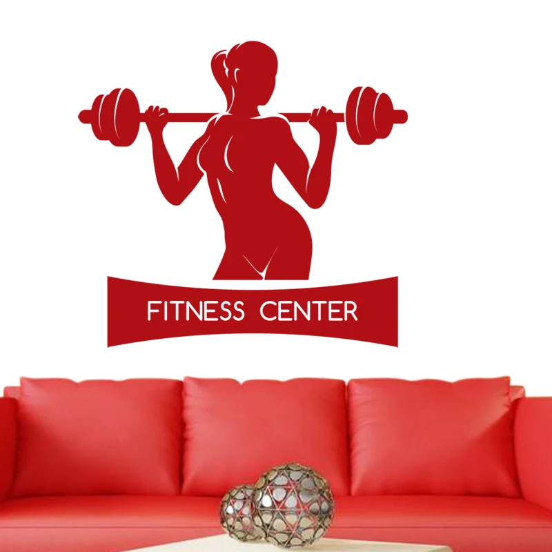 Fitness Decal Gym Barbell Sticker Body building Posters Vinyl Wall