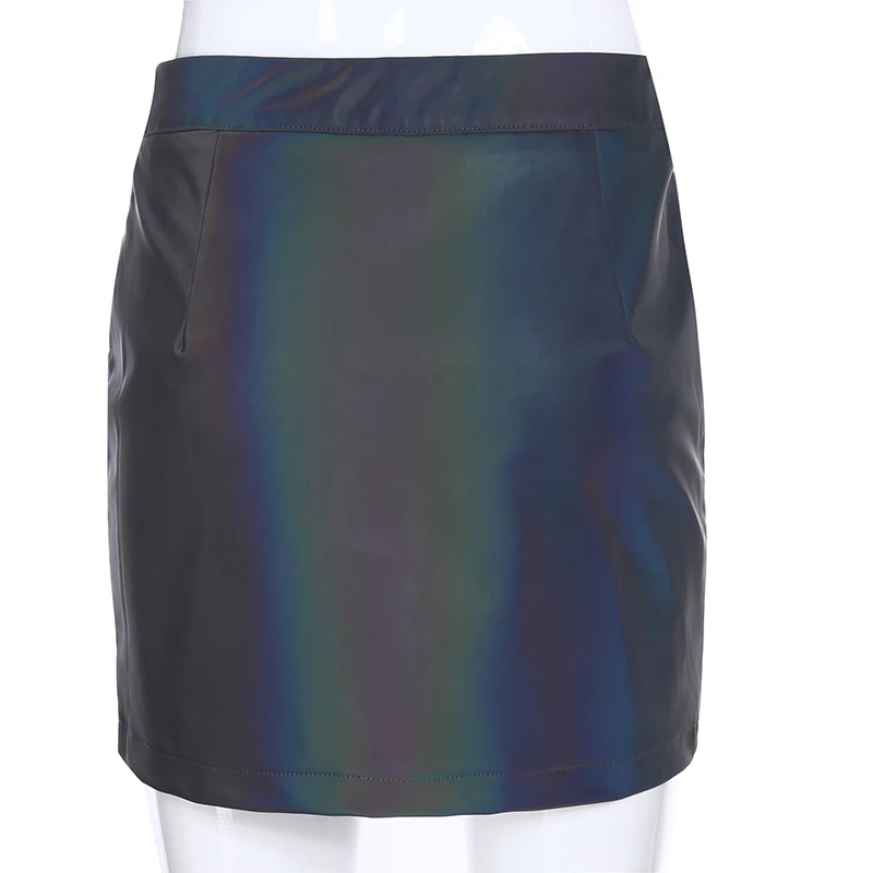 Rockmore, светоотражающая мини юбка для ночного клуба, женская, на молнии, готический, панк стиль, высокая талия, сексуальные, микро, выше колена, юбки для женщин, s Club
