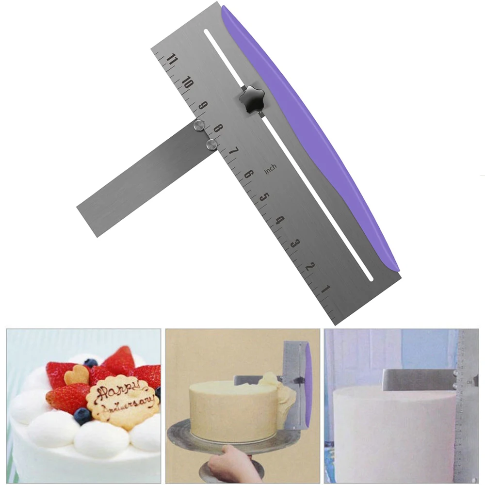 Adjustable Stainless Steel Cake Scraper Metal Cake Edge Smoother Cake Icing  Frosting Smoother For Baking Cake