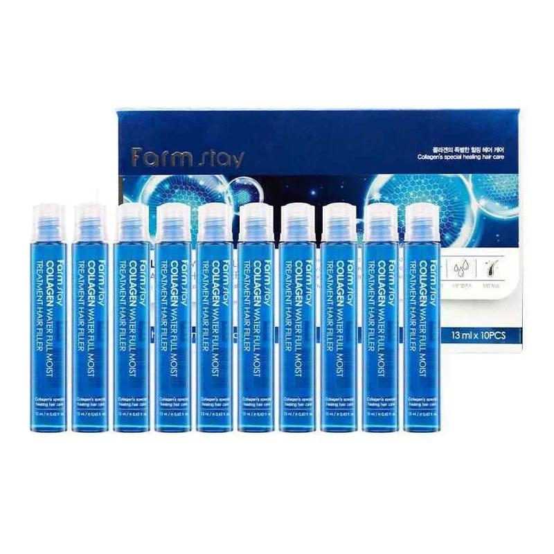 FARM STAY Coollagn Water MoistTreatment Hair Filler 10pcs Protein Hair Ampoule Keratin Hair Treatment Anti Hair Loss Product FARM STAY Coollagn Water MoistTreatment Hair Filler 10pcs Protein Hair Ampoule Keratin Hair Treatment Anti Hair Loss Product