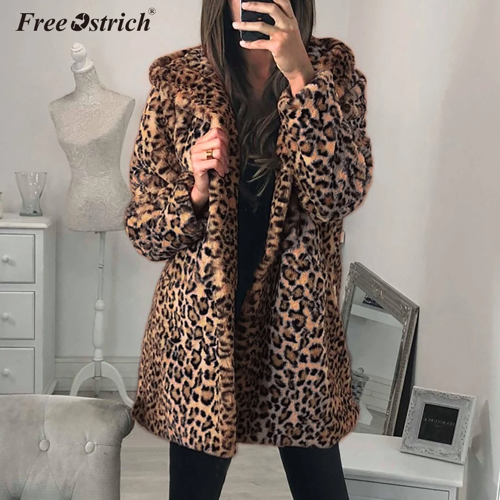 Женское флисовое Пальто Free Ostrich зимняя куртка 3XL теплая флисовая с капюшоном и