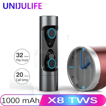 

UNIJULIFE Ture Wireless Earphones Mini TWS Bluetooth Headset IPX7 Waterproof Bluetooth Battery Display With Charging Box 1000mAh