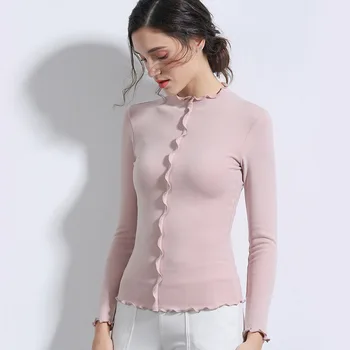 

2020 Winter Middle Collar Thermal Underwear Women Elastic Breathable Female Casual Autumn Female Warm Long Black Johns Top Shirt