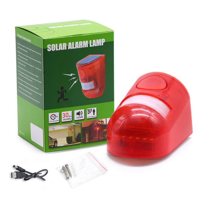 Security Light Alarm Rechargeable LED For Home Emergency Light With Motion Sensor PIR Warning Light 129 Decibels Alert