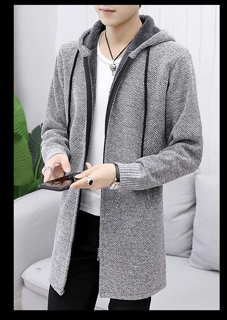 Sweatercoat Camisola Zíper Cardigans Masculina Manga Longa