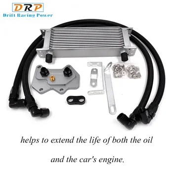 

Hotselling Fitting Audi EA113 Oil cooler Kit Transmission Oil Cooler+Oil Filter Adapter Black+Stainless Steel Braided Hose