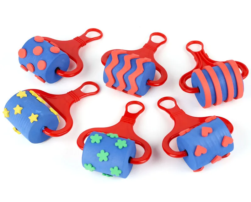 Wholesale Children Painted Eva Sponge Brush 5 of Case Graffiti Pigment Roller Stamp DIY Fine Art Tool