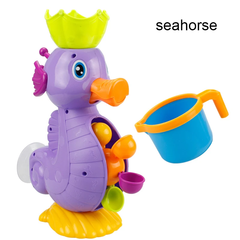 Мультфильм животных водное колесо Ванна Душ игрушка вода игрушка для малыша и ребенка NSV775 - Цвет: seahorse