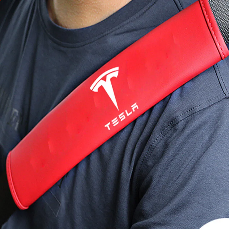 

2PCS PU Safety Car Seat Belt Shoulder Pad Guard Special for Tesla Model S X 3 Car Seat Belt Cushion Cover Protector