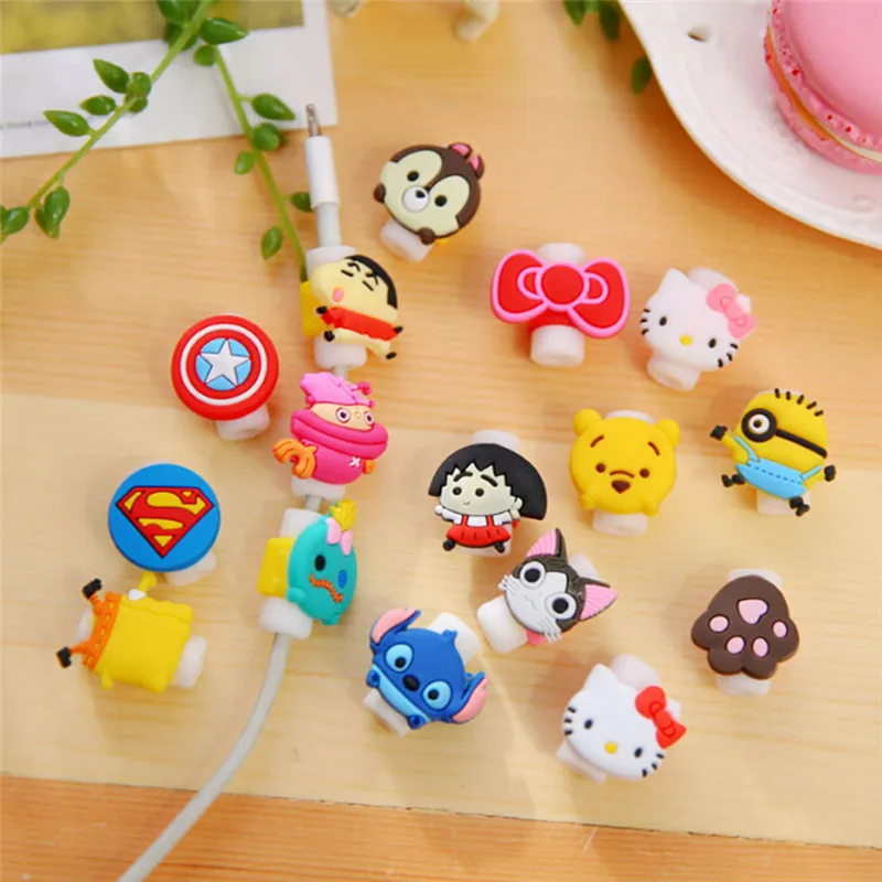 Cartoon Charger Cable Winder Protective Case Saver 8 Pin Data Line Protection Sleeve Wire Cover Protector Earphone Cord | Электроника