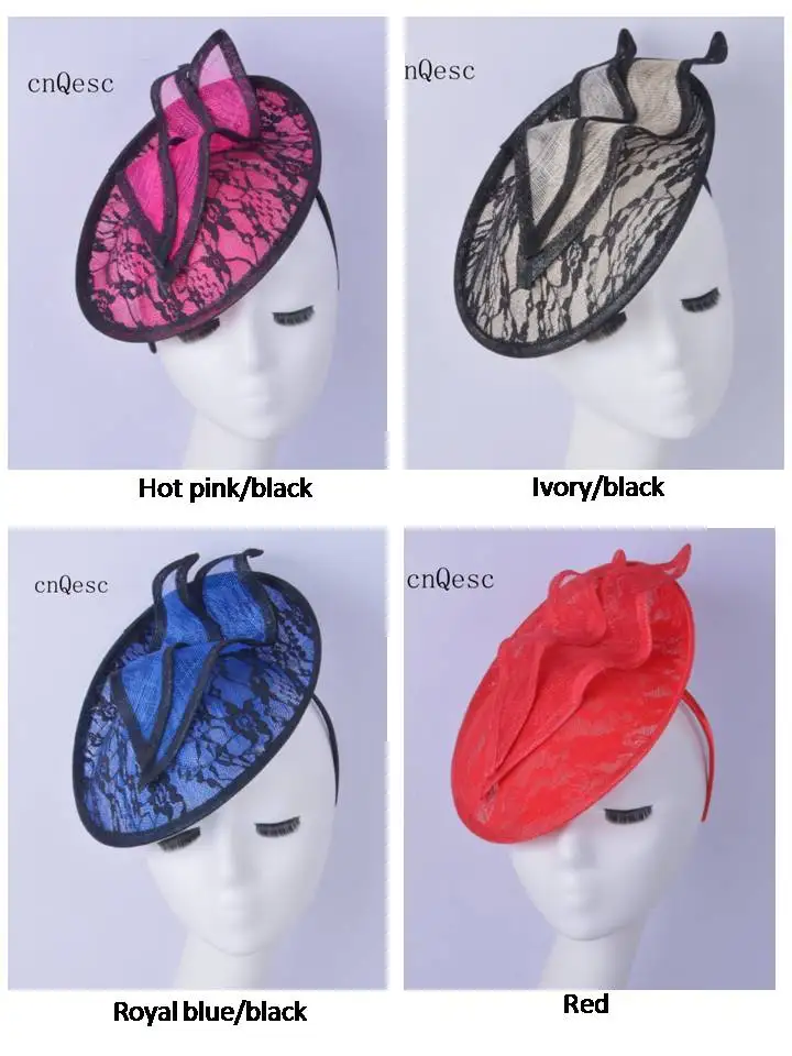 MIX COLOURS Простой дизайн sinamay Вуалетка кружевная шляпа Свадебная женская шляпа Свадебная вуалетка для Кентукки Дерби - Цвет: MIX COLOURS