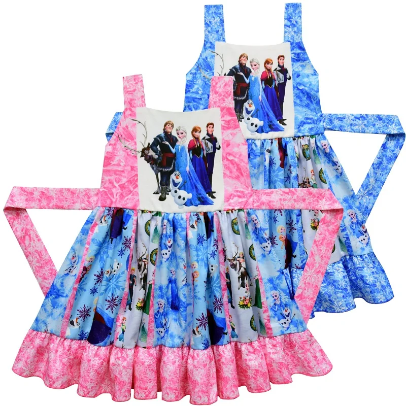 Новинка; платья Эльзы и Анны для От 3 до 8 лет; подарки на день рождения для маленьких девочек; хлопковое платье с бантиком; милая розовая одежда для костюмированной вечеринки с героями мультфильмов