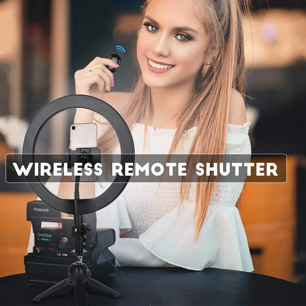 Dimmable Wireless Bluetooth 10" LED Ring Light with Stand Camera Selfie Light Phone Tripod Holder for Video Photography Live