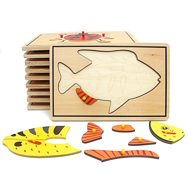 Children Educational Toys Montessori Materials Biology Wooden Skeleton Puzzle Frog Horse Tortiose Fish Bird Animal Toys for Boy educational toys