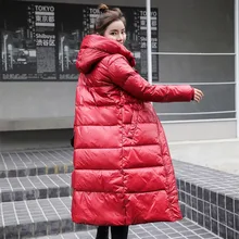 Зимнее белое пуховое пальто, женское, черное, красное, портативное, теплое, длинное пальто, женское,, с капюшоном, воротник, тонкая, корейская мода, верхняя одежда