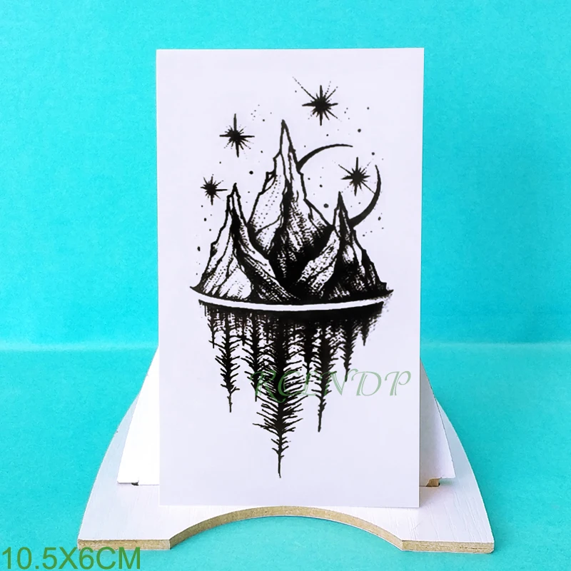 Waterproof Temporary Tattoo Stickers - Moon Hill Forest Star Fake Tattoos for Body Art - Hand and Foot Tattoos for Girls, Women, and Men image 4