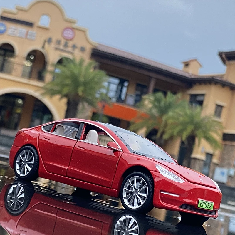 1:32 Tesla Model 3 Die Cast Modellauto Auto Spielzeug Kind Sound Licht Geschenk 