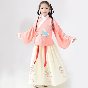 

Hanfu Girls Clothes Chinese style Ming jacket skirt Traditional child baby Han Fu Spring autumn suit Performance Acting Costume