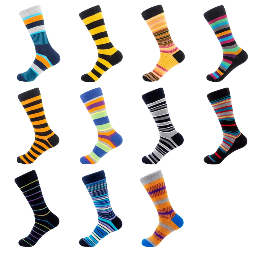 11 цветов хорошего качества мужские счастливые носки полосатые ромб весна осень