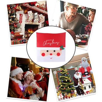

Protective Christmas Decoration Chair Back Cover DIY Dining Room Accessories Festival Old Man Non Woven Fabric LED Luminous Home