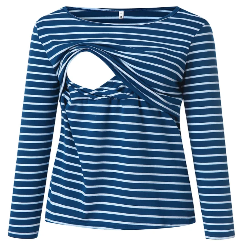 New pregnant women wear fashion striped pregnant women slim breast-feeding long-sleeved sweater  nursing dresses breastfeeding